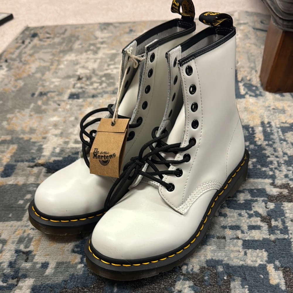 Dr. Martens White Leather Boots